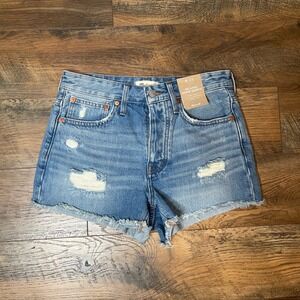 NWT Madewell Relaxed Denim Women’s High Rise Shorts Ripped Edition Size 25